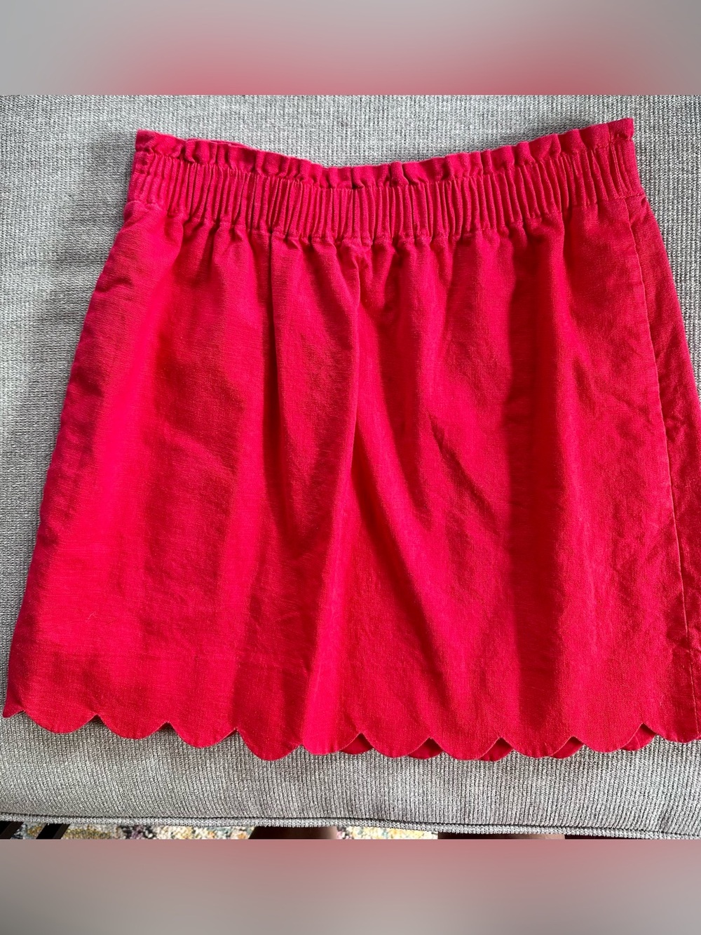 J crew Women’s Red Scallop Hem Elastic Waist Skirt